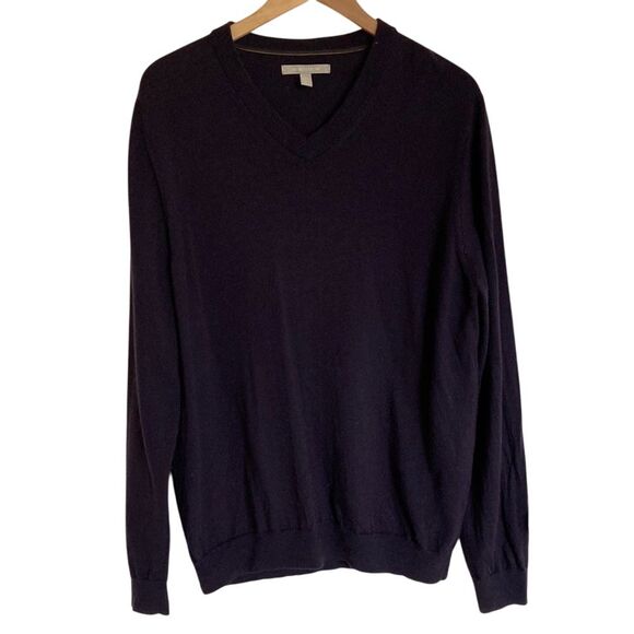 Nordstrom Men's Pullover V Neck Merino Wool Sweater in Purple Size‎ XL - Picture 1 of 6